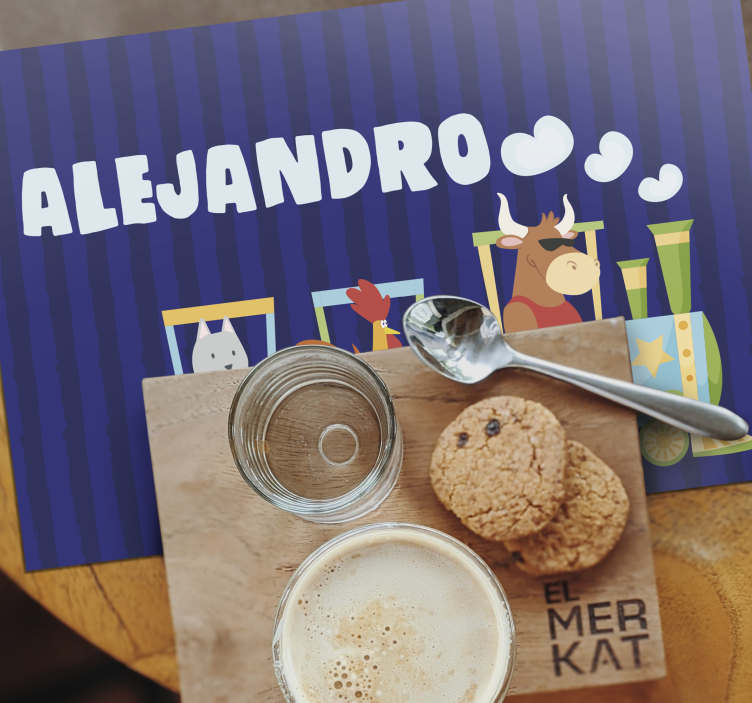 Set de table design enfant animaux de train colorés - TenStickers