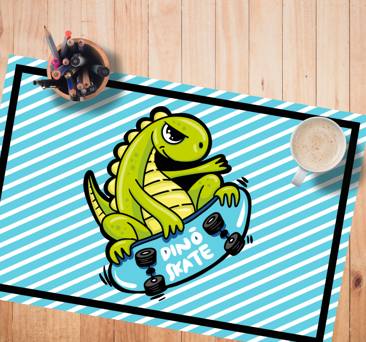 Set de table design enfant aventure de dino skateboard - TenStickers