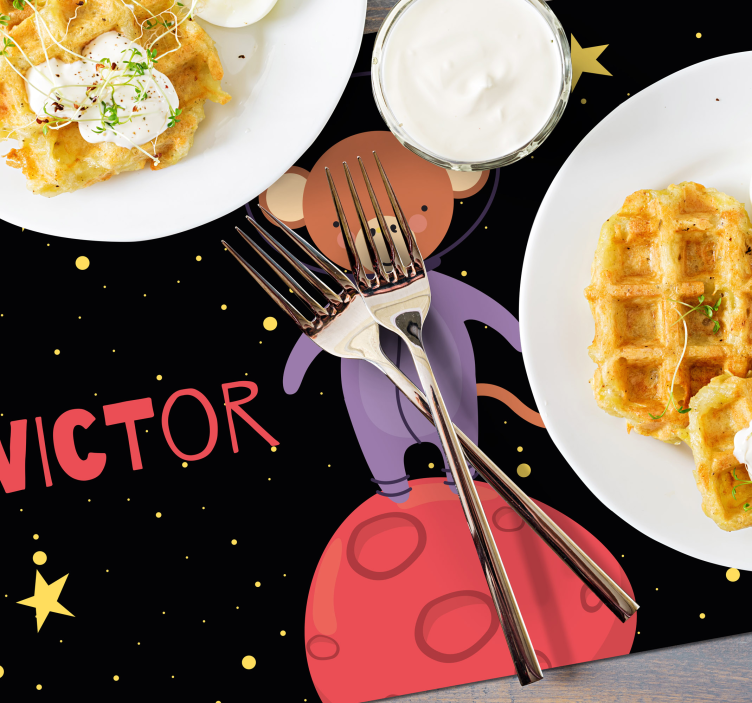 Set de table design enfant aventure de singe astronaute - TenStickers