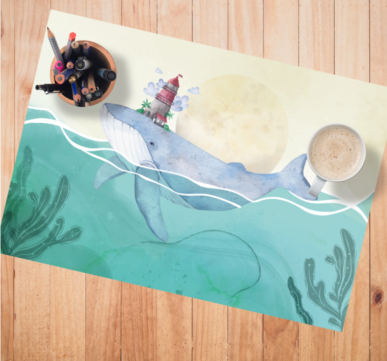 Set de table design enfant baleine avec phare - TenStickers