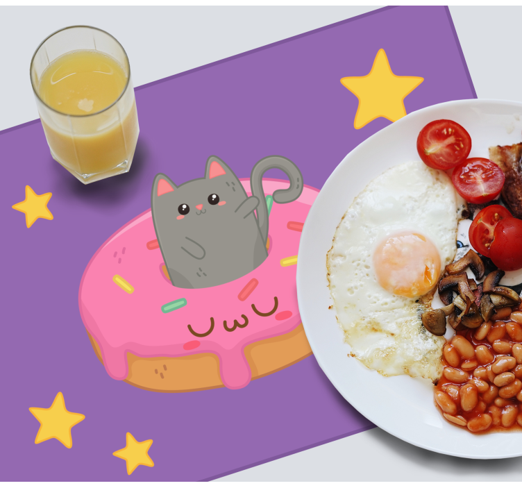 Set de table design enfant chat mignon donut - TenStickers