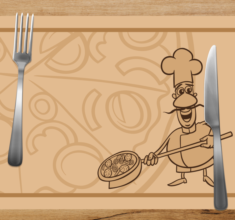 Set de table design enfant chef tenant une pizza - TenStickers