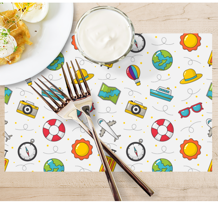 Set de table design enfant Éléments de voyage ludiques - TenStickers