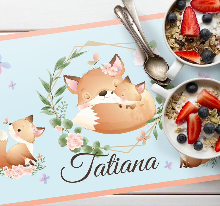 Set de table design enfant famille de renards mignons - TenStickers