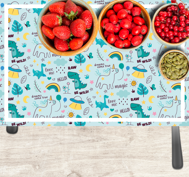 Set de table design enfant fantaisie dino colorée - TenStickers