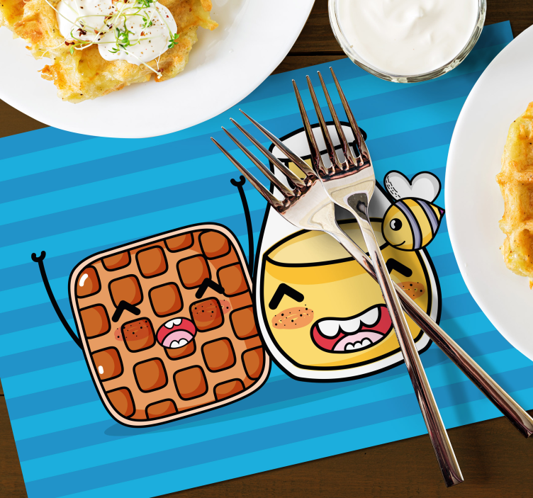 Set de table design enfant gaufre et miel mignon - TenStickers