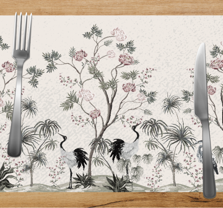 Set de table design enfant grues parmi les fleurs - TenStickers