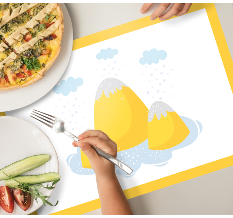 Set de table design enfant illustration montagne jaune - TenStickers
