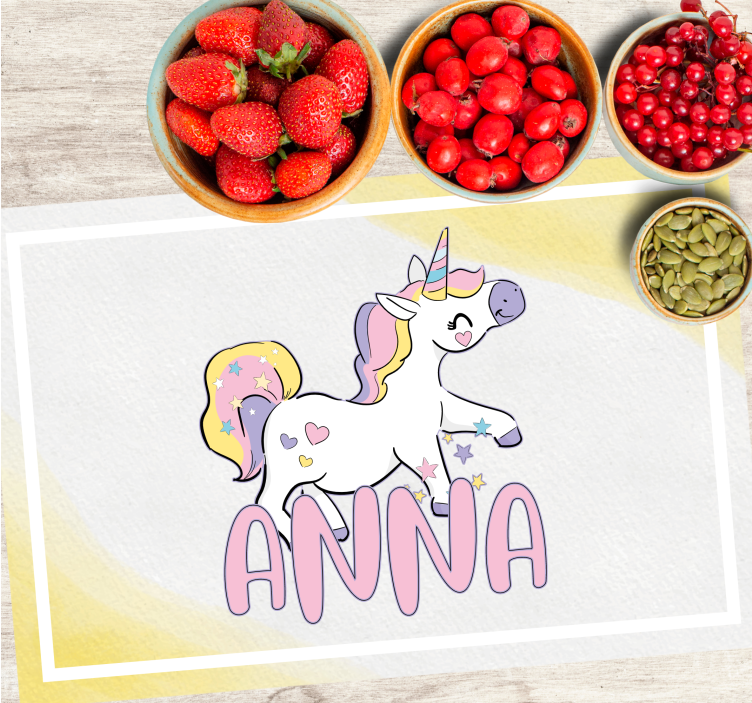 Set de table design enfant licorne avec cœurs - TenStickers