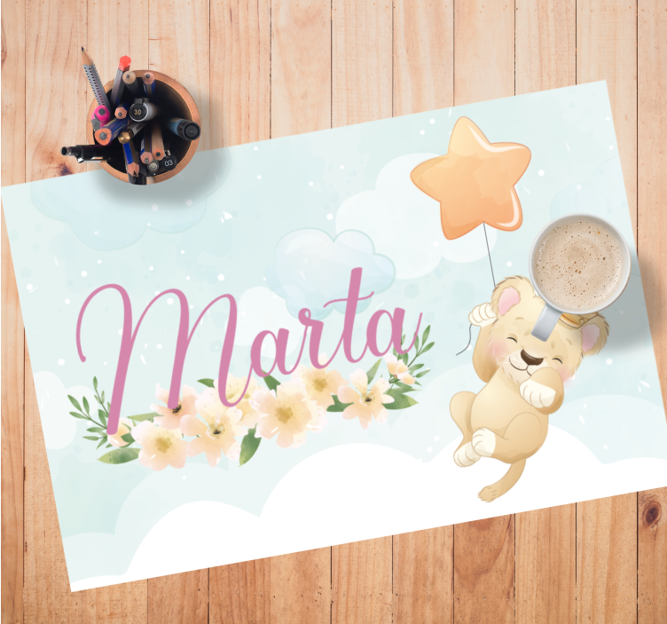 Set de table design enfant lion mignon avec ballon - TenStickers