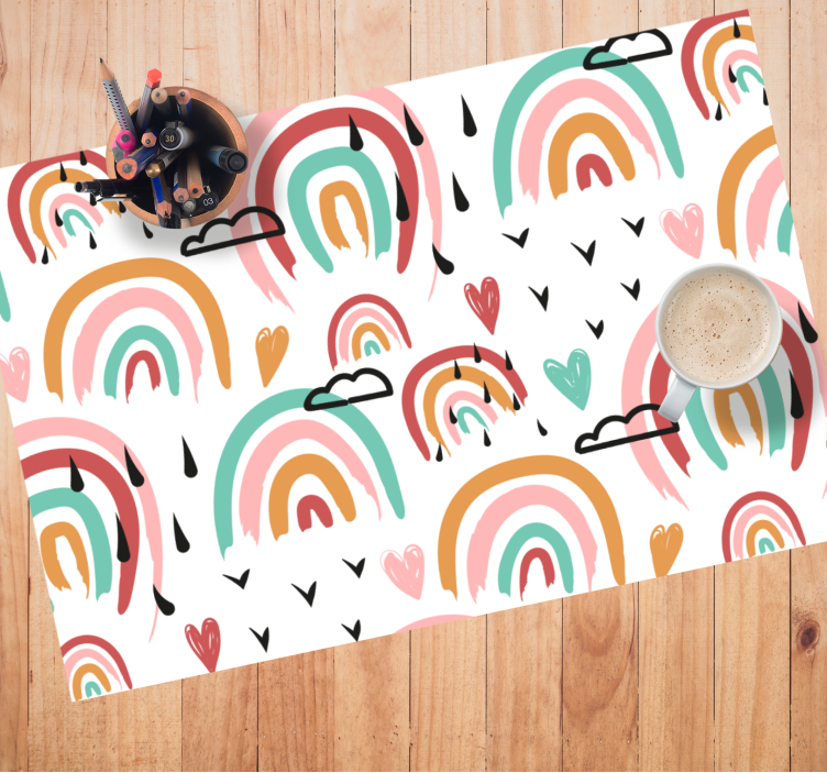 Set de table design enfant motif cœurs arc-en-ciel - TenStickers