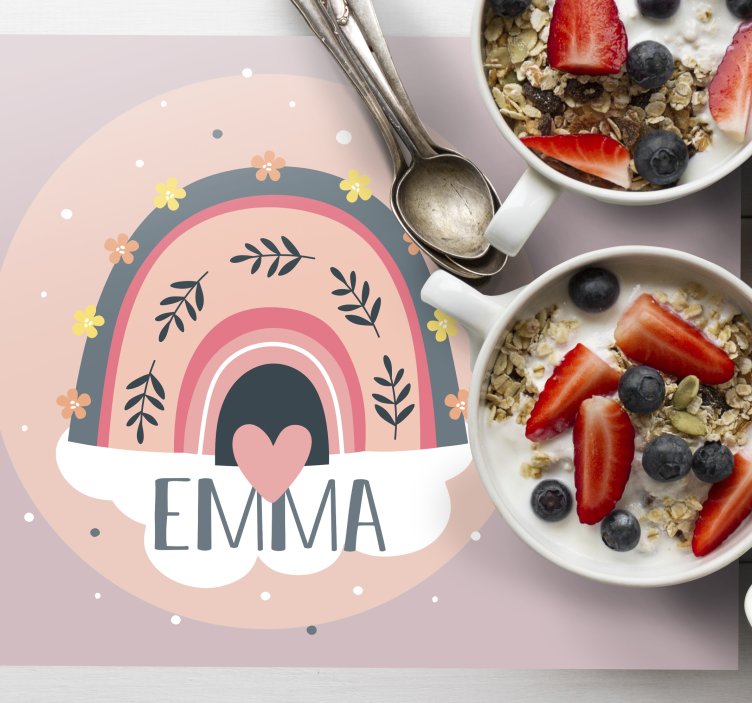 Set de table design enfant motif floral arc-en-ciel - TenStickers