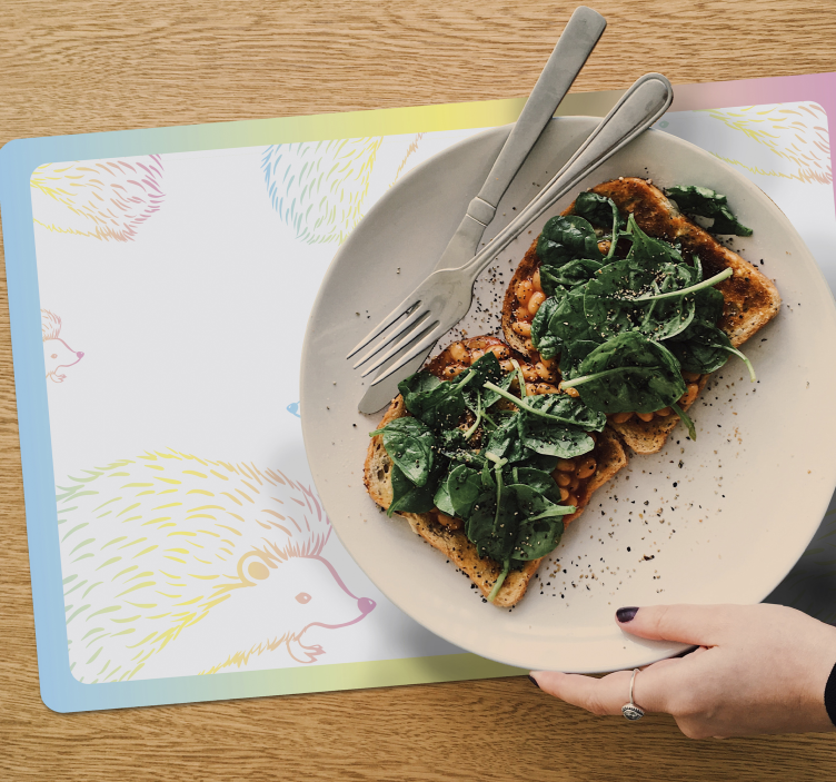 Set de table design enfant motif hérisson coloré - TenStickers
