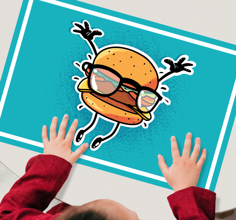 Set de table design enfant personnage hamburger sautant - TenStickers