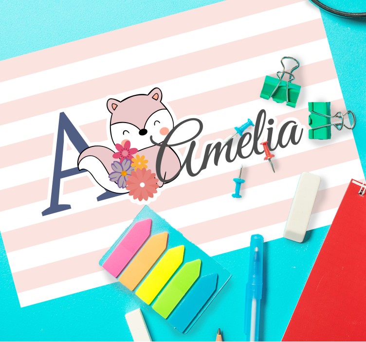 Set de table design enfant renard mignon avec fleurs - TenStickers