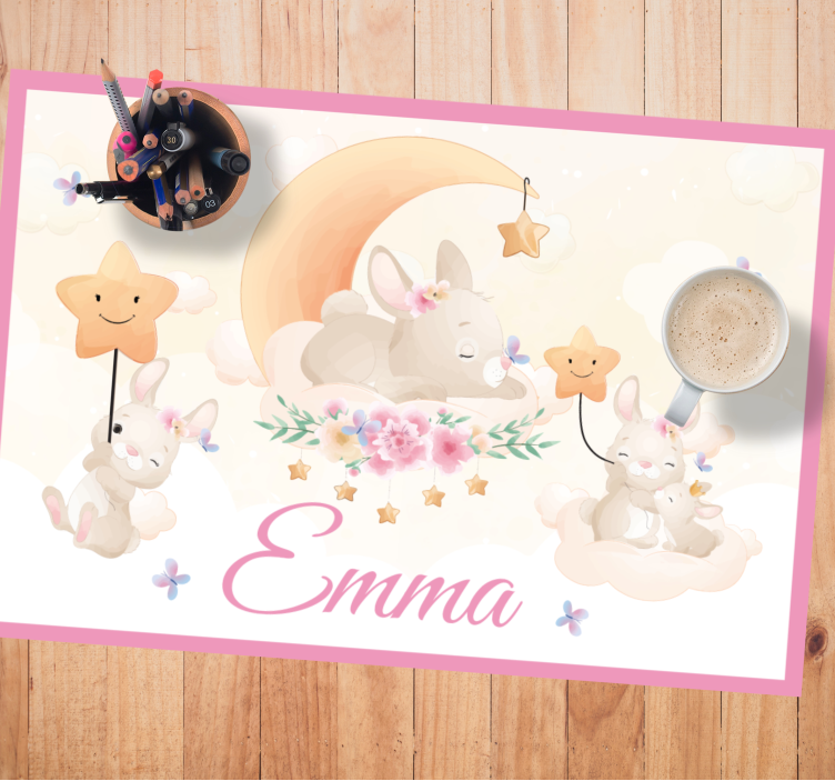Set de table design enfant scène de lapin sous la lune - TenStickers