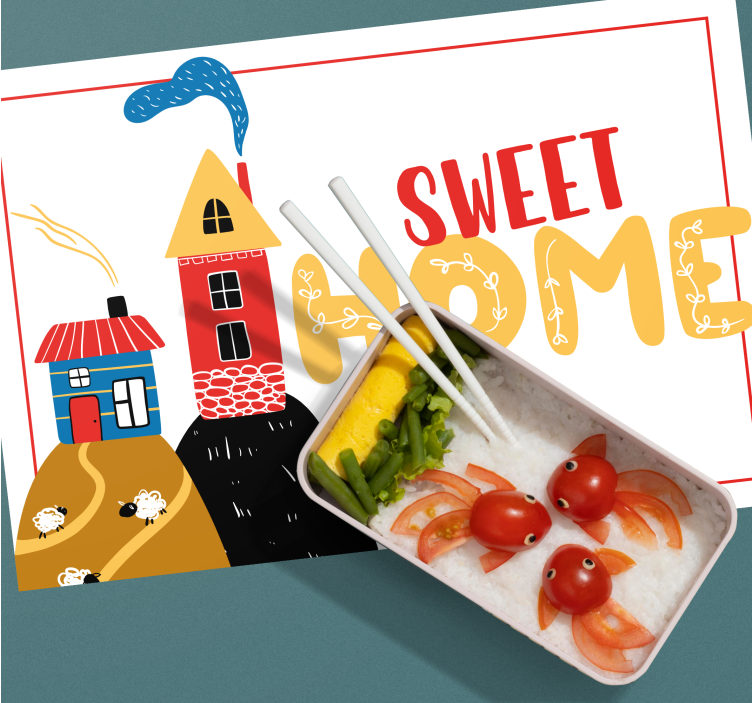 Set de table design enfant scène de maison colorée - TenStickers