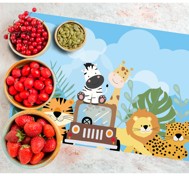 Set de table design enfant scène de safari animal - TenStickers