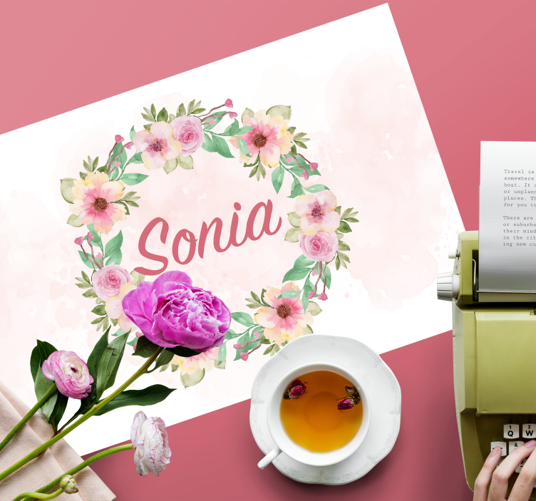 Set de table design fleurs aquarelles avec nom - TenStickers