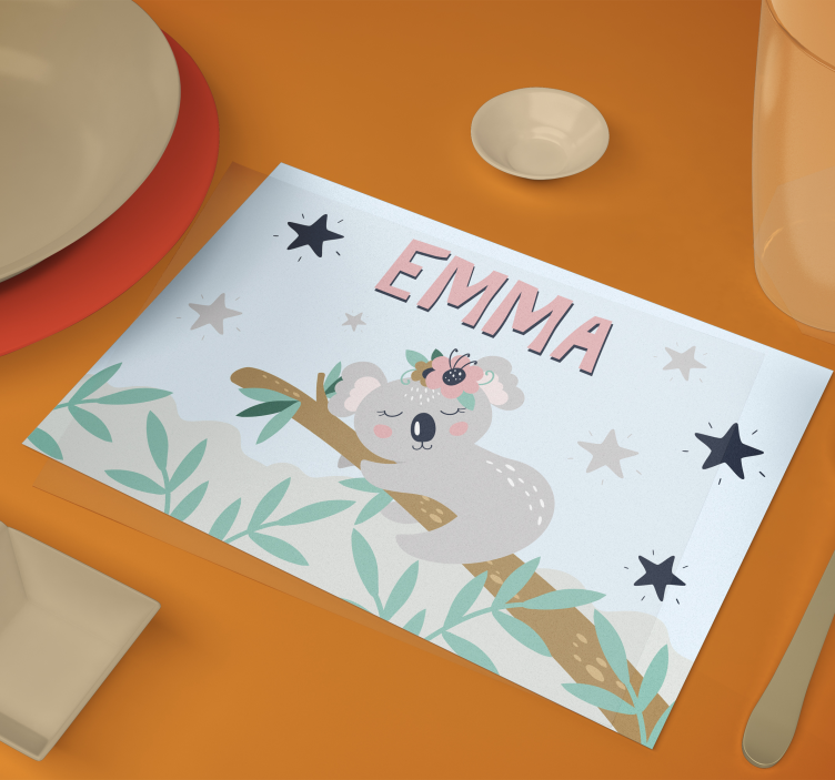 Set de table pour enfant Koala mignon pour fille avec nom - TenStickers
