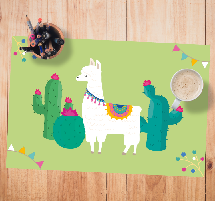 Set de table design enfant Lama et cactus colorés - TenStickers
