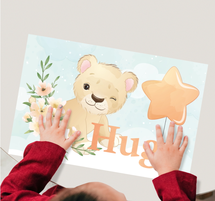 Set de table lion mignon pour garçon avec nom - TenStickers