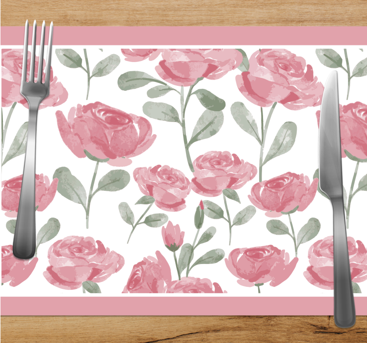 Set de table design elegant sticker rose vintage naturel - TenStickers