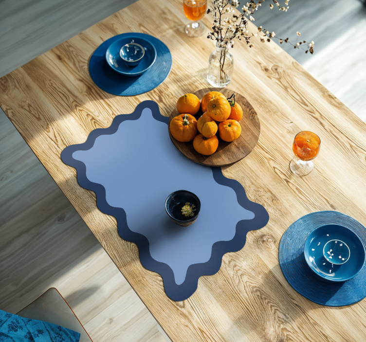 Set de table moderne bordure ondulée bleue - TenStickers