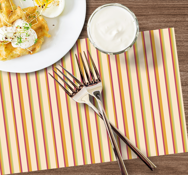 Set de table moderne sticker à rayures pastel rétro - TenStickers