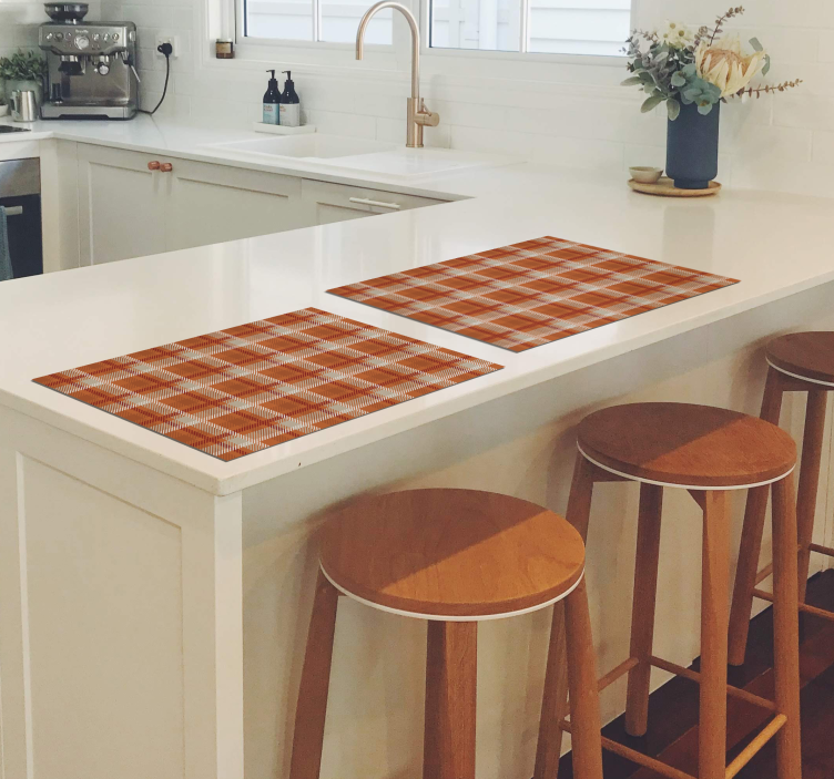 Set de table design élégant motif à carreaux orange - TenStickers