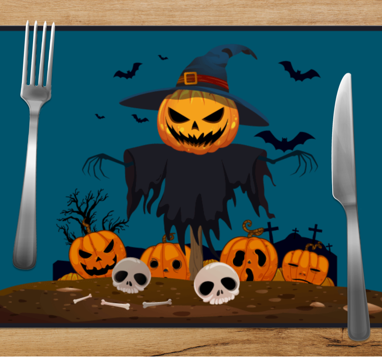 Set de table halloween horreur de citrouille épouvantail - TenStickers