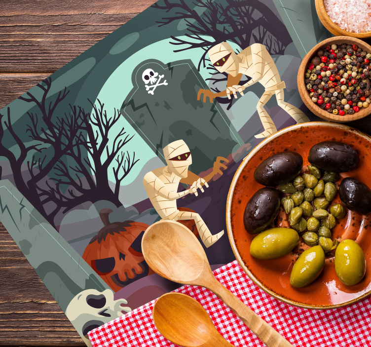 Set de table halloween momies sortant du cimetière - TenStickers