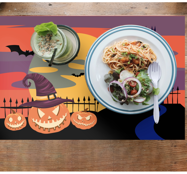 Set de table halloween scène de cauchemar citrouille - TenStickers