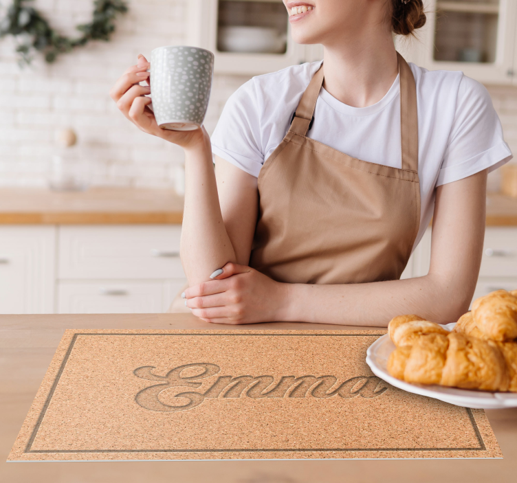 Set de table imitation liège avec prénom - TenStickers