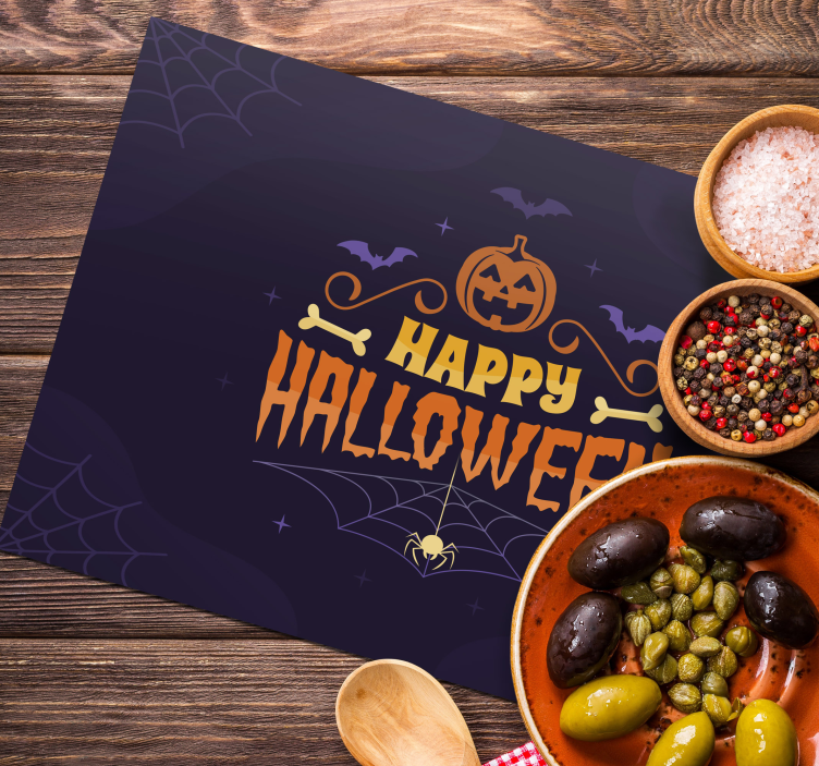 set de table texte joyeux halloween - TenStickers