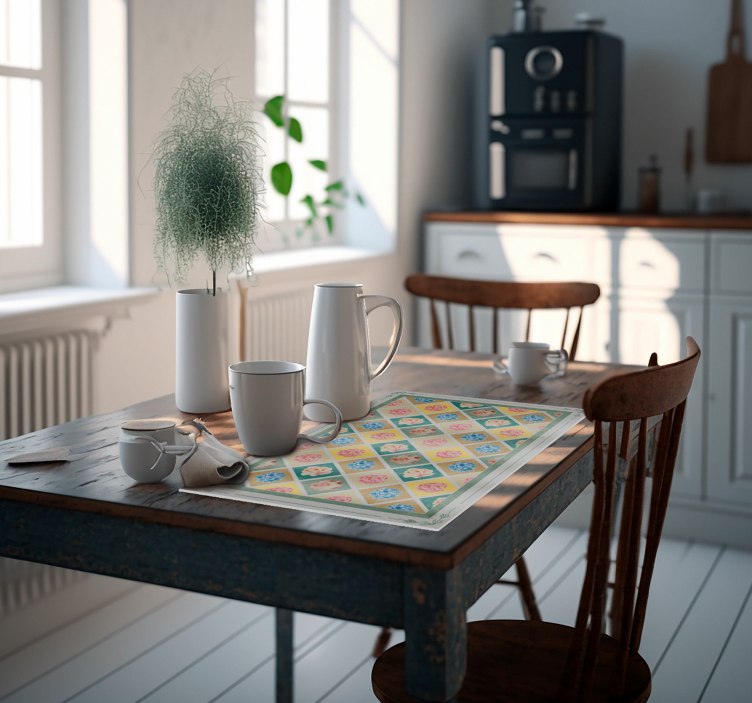 Set de table losanges avec des fleurs - TenStickers