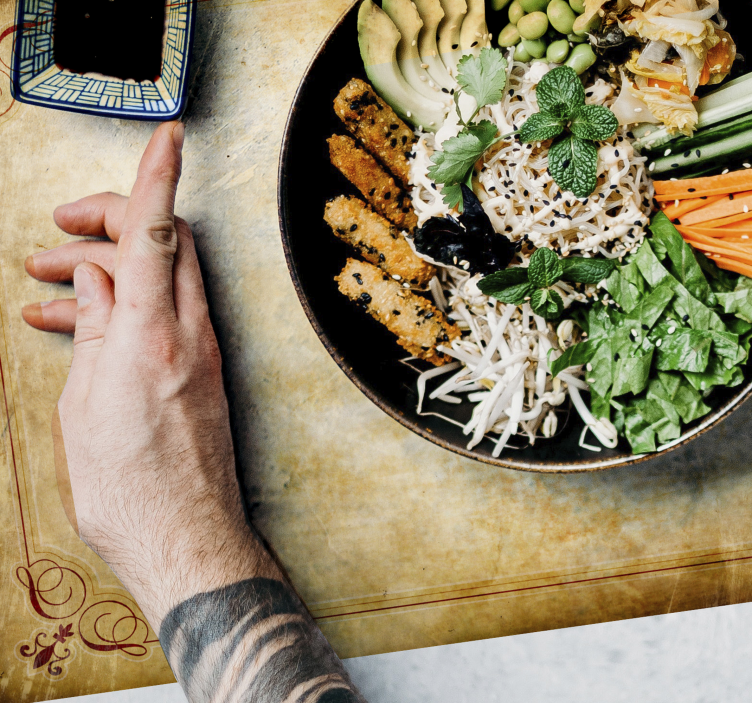 Set de table moderne bol avec ingrédients frais - TenStickers