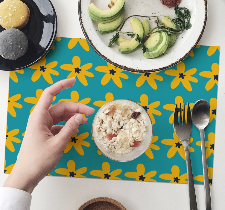 Set de table moderne motif floral vibrant - TenStickers