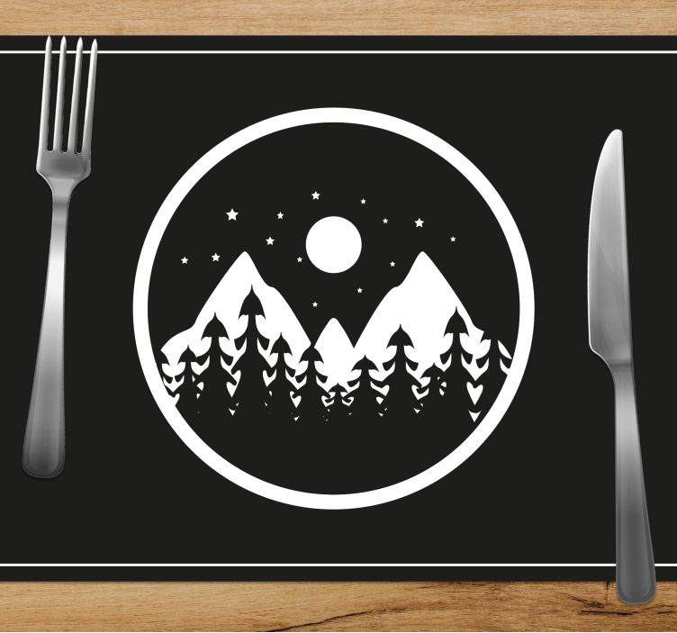Set de table moderne paysage de montagne circulaire - TenStickers