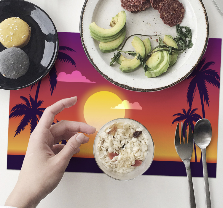 Set de table moderne scène de coucher de soleil tropical - TenStickers