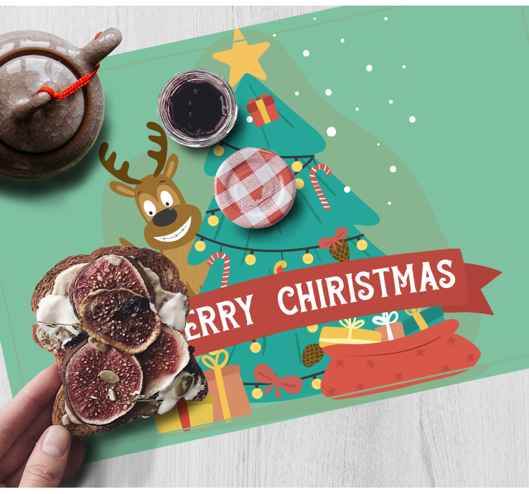 Set de table noël arbre de fête joyeux - TenStickers