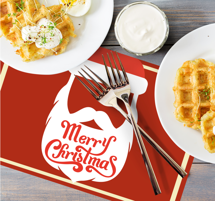 Set de table noël graphique barbe de santa - TenStickers