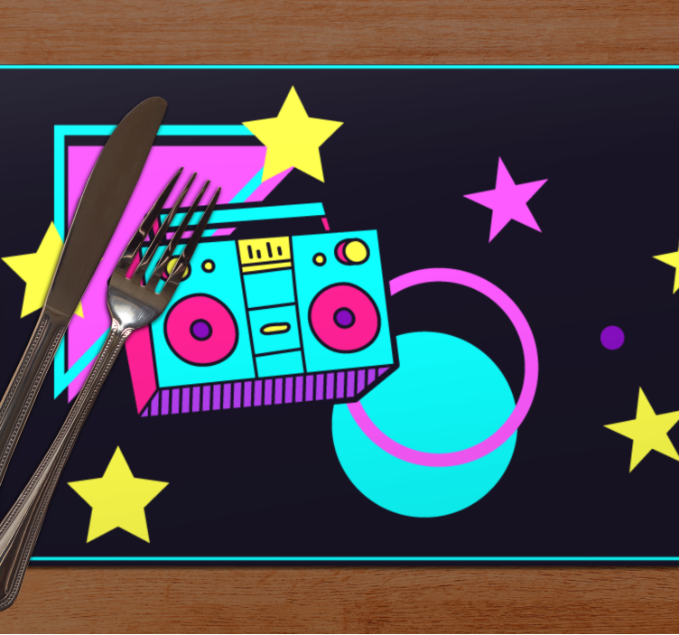 Set de table original boom box rétro coloré - TenStickers