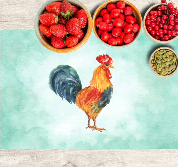 Set de table original illustration de coq coloré - TenStickers