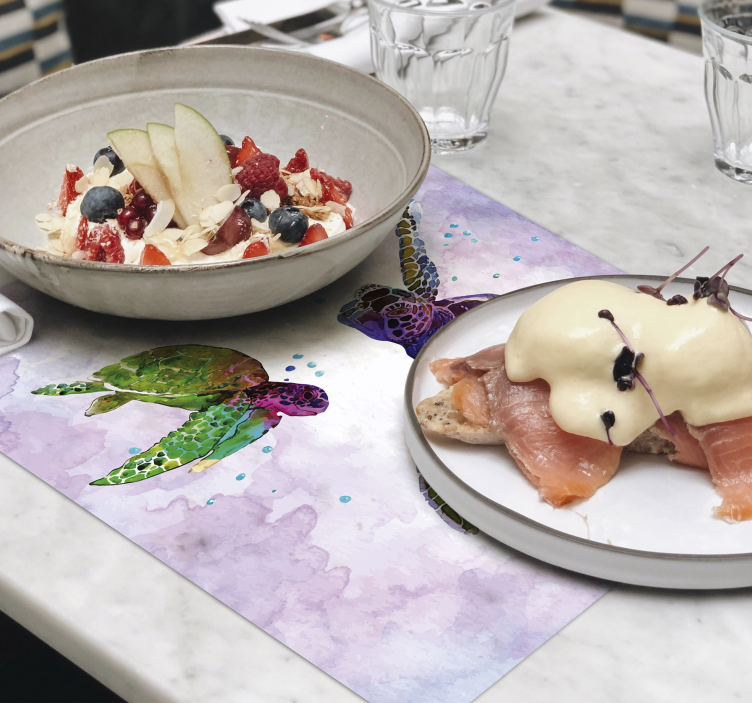 Set de table original illustration de tortue colorée - TenStickers