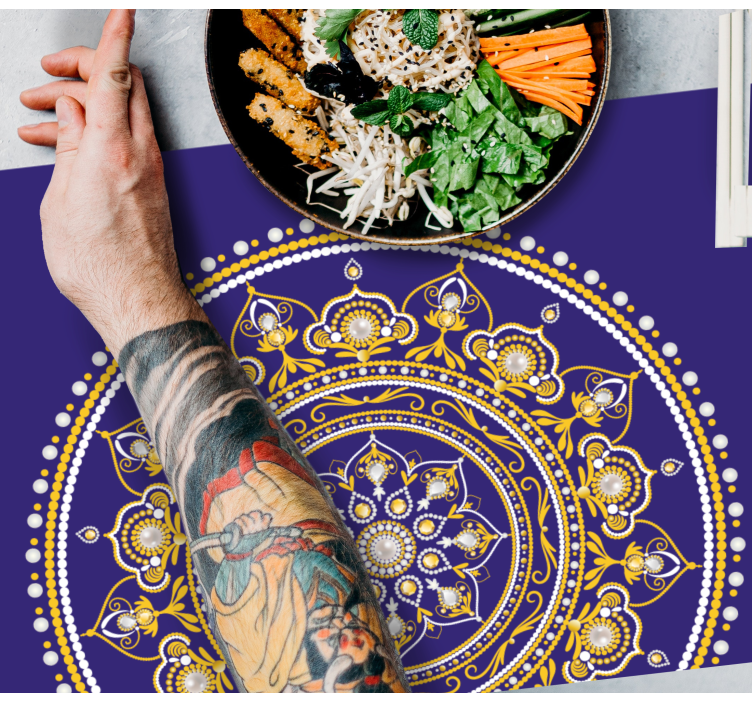 Set de table original mandala doré complexe - TenStickers