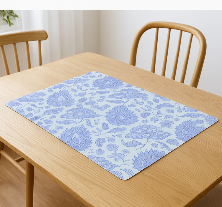 Set de table original motif floral bleu paisley - TenStickers