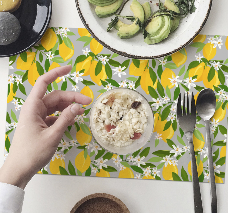 Set de table original motif floral citron - TenStickers