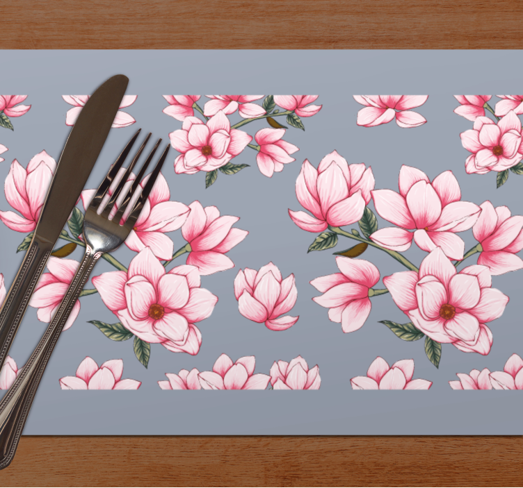 Set de table original motif floral magnolia rose - TenStickers