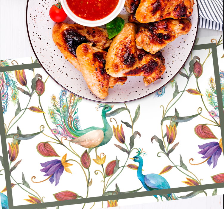Set de table original motif floral paon - TenStickers